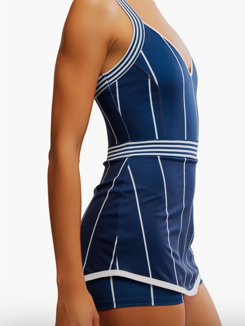 NWT Free People Navy Pinstripe Cool on the court Tennis Romper Dress XL - Picture 3 of 9